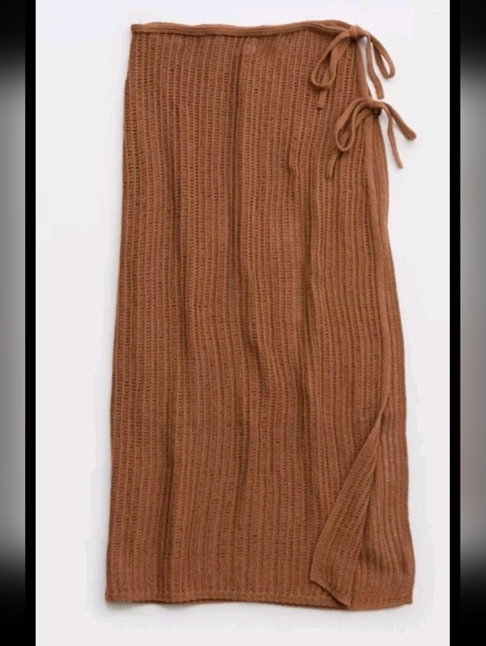 Aerie Womens Brown Crochet Wrap Tie Lightweight Beach Sarong In Horizon L/XL - Picture 3 of 10